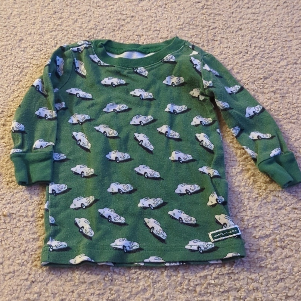 Janie & Jack Green Cars Two Pieces Pajama Set Size 6-12 Months - Picture 2 of 8